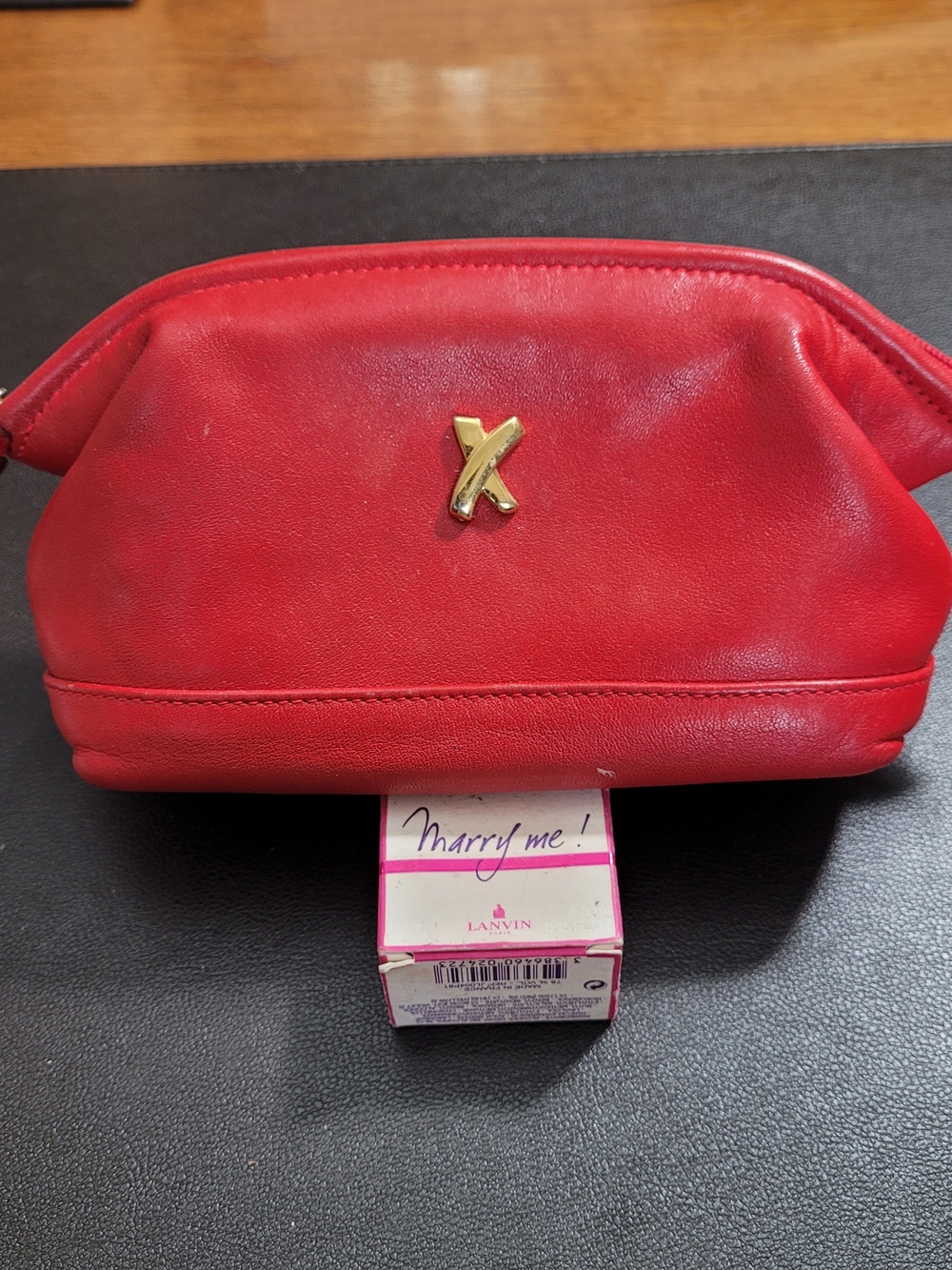 Paloma Picasso Red Leather Cosmetic Pouch / Clutch